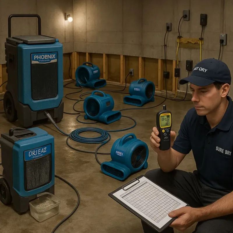 Structural Drying and Dehumidification process in Armour, SD